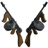 Two 45 caliber machine guns