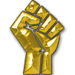 Gold game play achievement of a fist