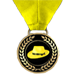 Yellow game play medal award yellow fedora hat