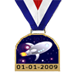 First to Fight White blue and red game play medal award with space shuttle