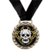 Black game play medal award with human skull