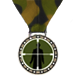 Green camouflage game play medal award with gun sight target