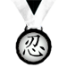 Black Death Black and white game play medal award with japanese writing