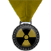 Dark yellow game play medal award with radioactive sign