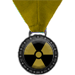 Dirty Deeds Dark yellow game play medal award with radioactive sign