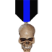 The Boss Black and blue game play medal award with skull