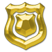 Gold game play achievement of a police badge